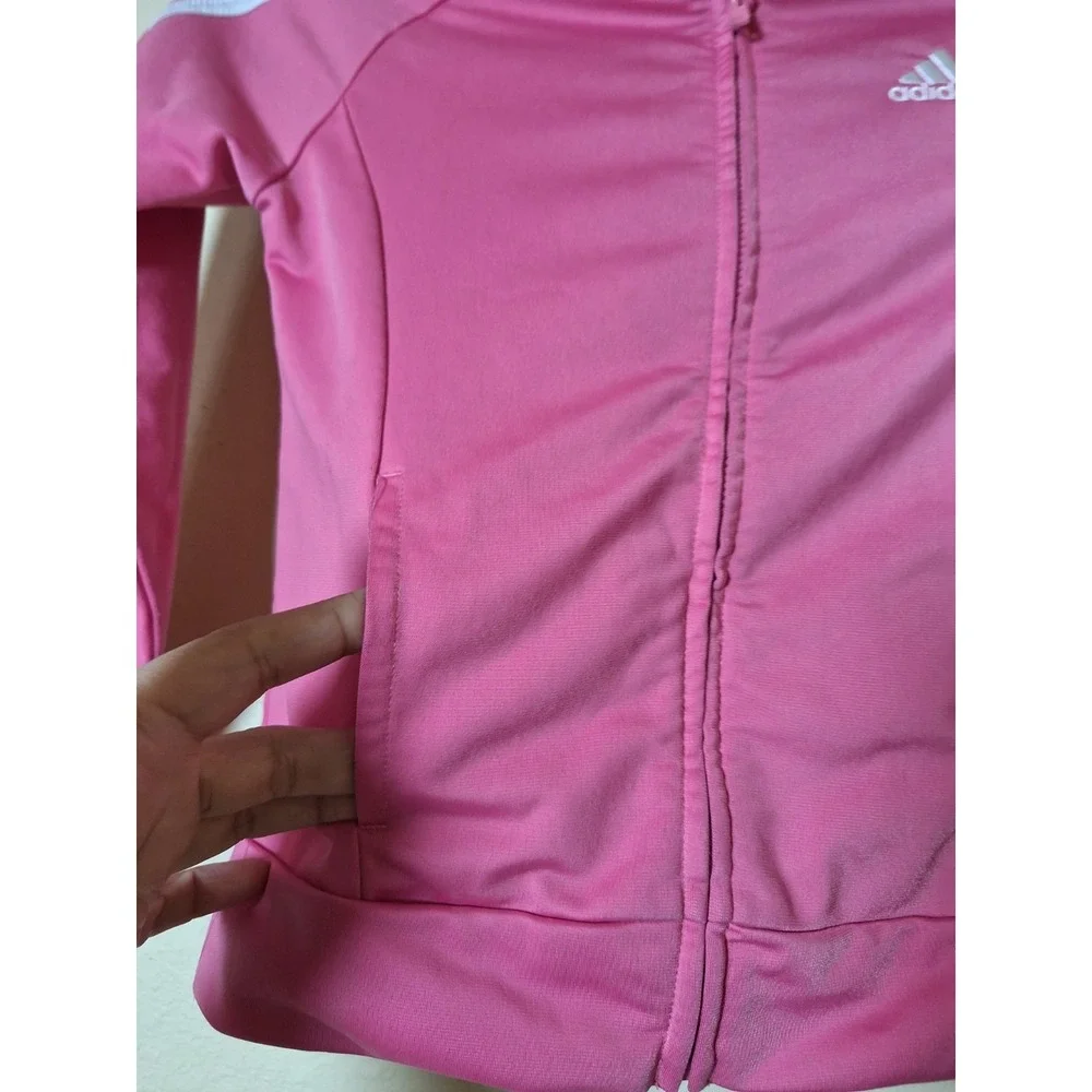 Adidas Kids Athletic‎ Track Jacket Pink Size 6X Full Zip Logo 3 Stripes